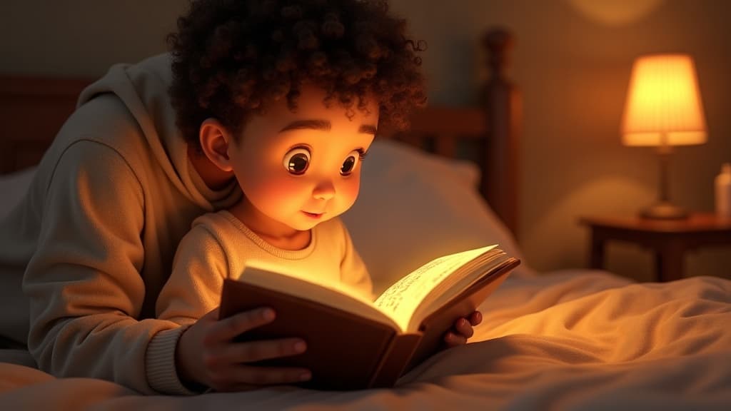Padre leyendo cuento personalizado a su hijo